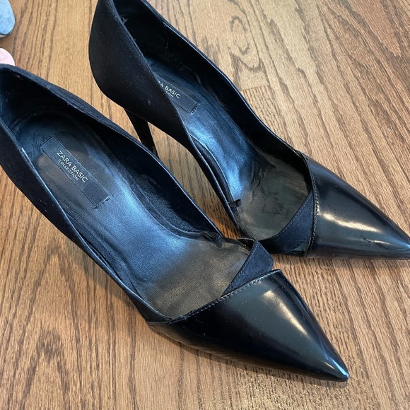 Zara black suede heels size 9 - Picture 3 of 5